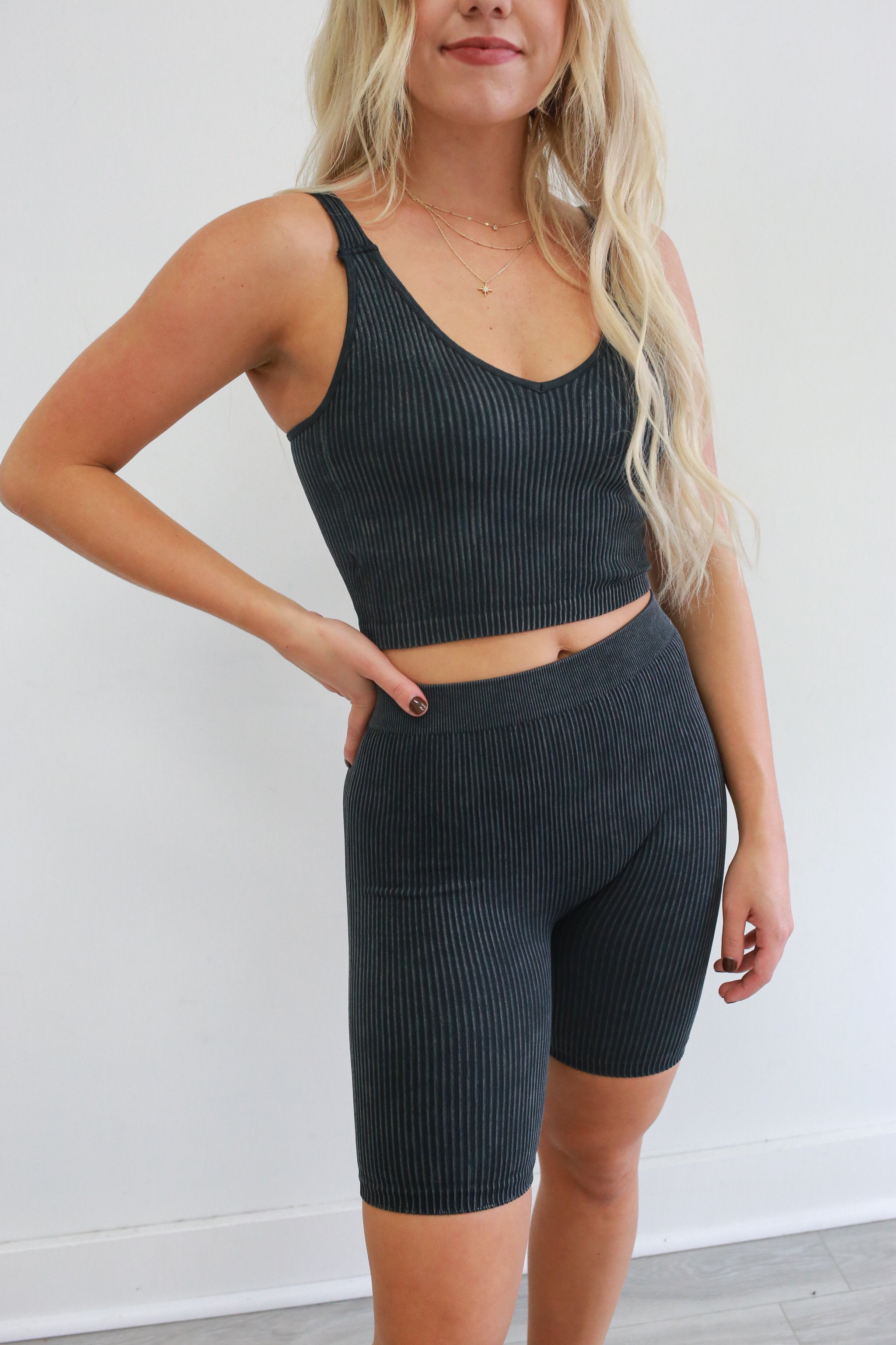 Born To Fly Biker Shorts - Charcoal