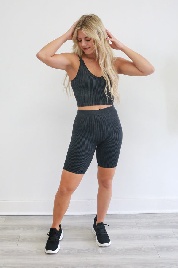 Born To Fly Biker Shorts - Charcoal