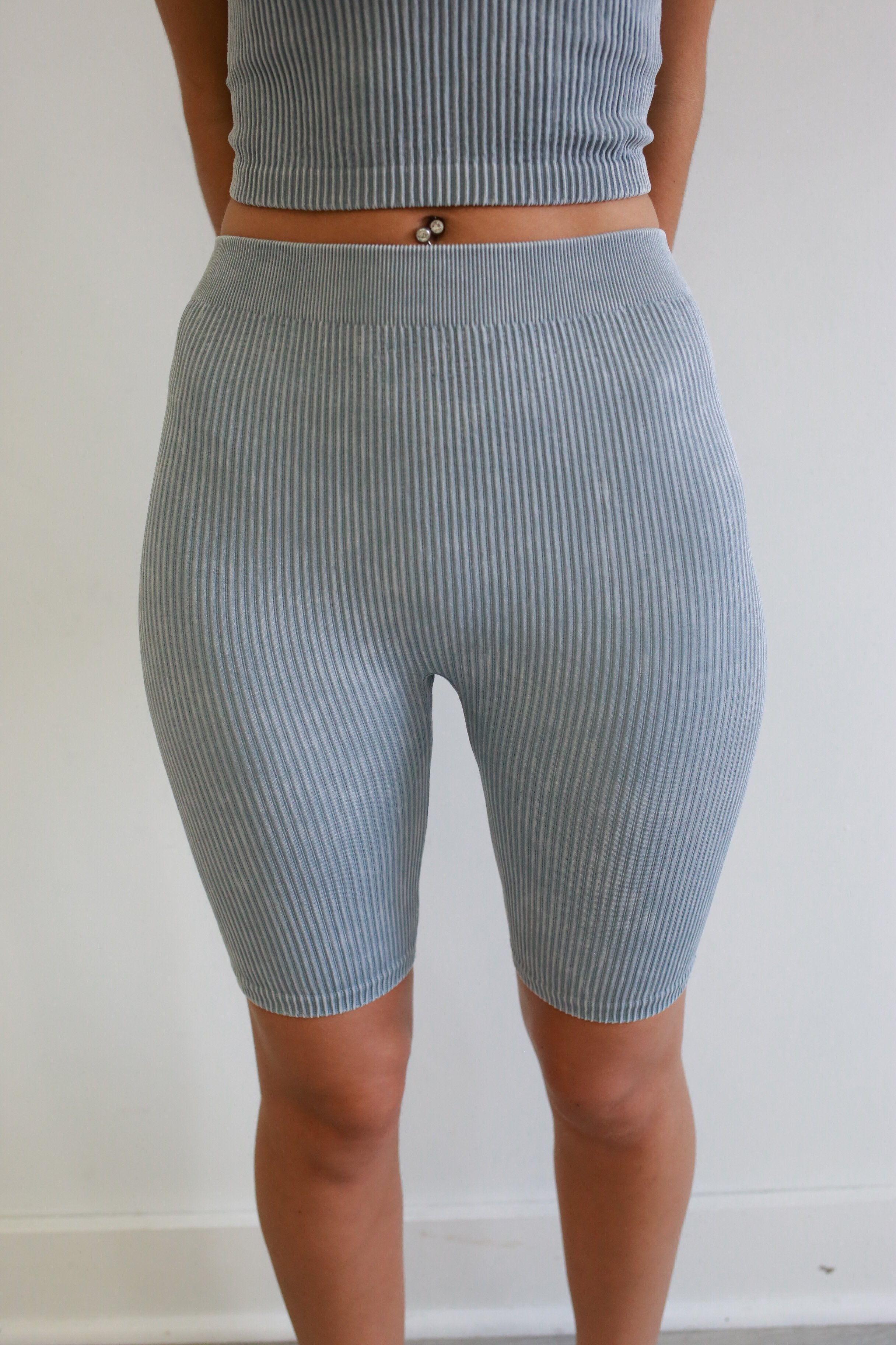 Born To Fly Biker Shorts - Dusty Blue