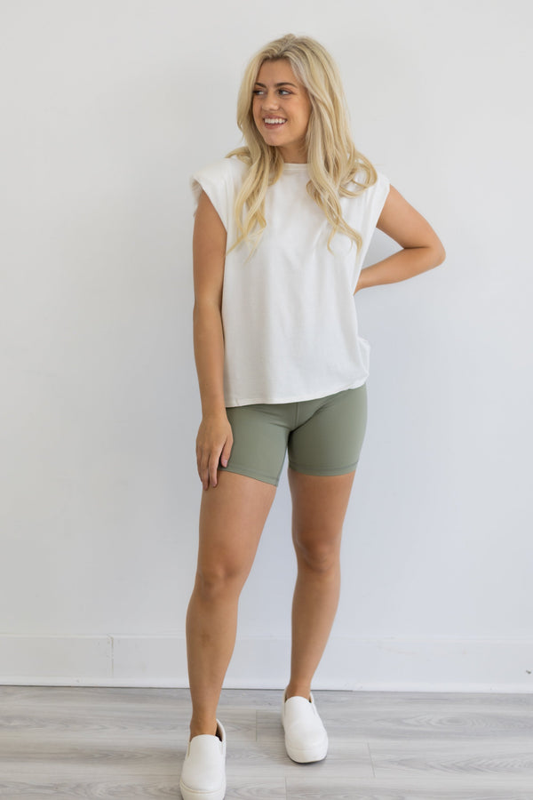 Make It Happen Biker Shorts - Light Olive