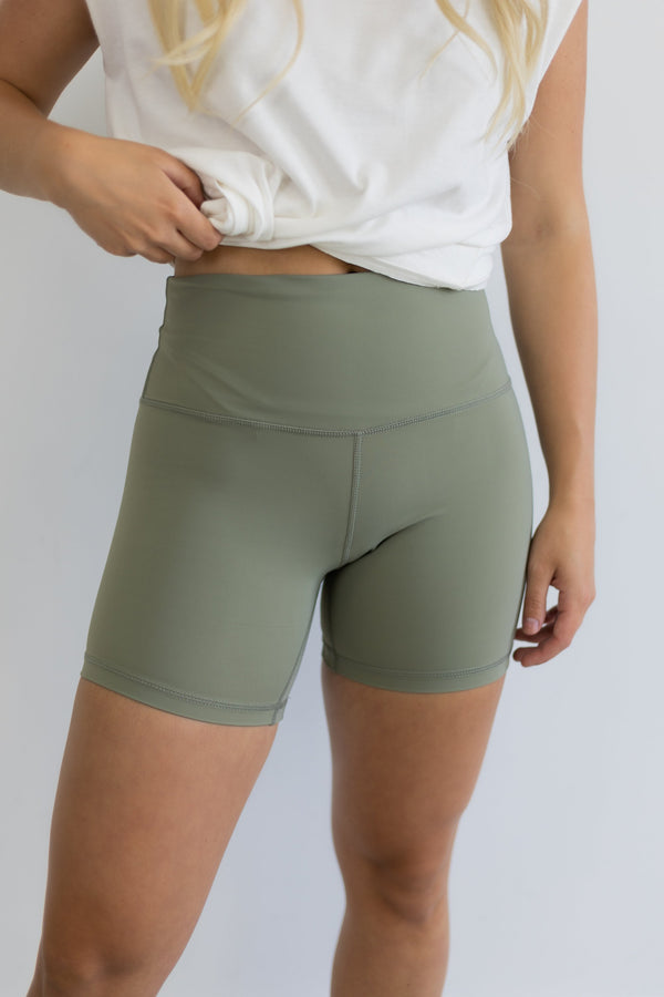 Make It Happen Biker Shorts - Light Olive