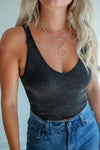 Born To Fly Crop Top - Charcoal