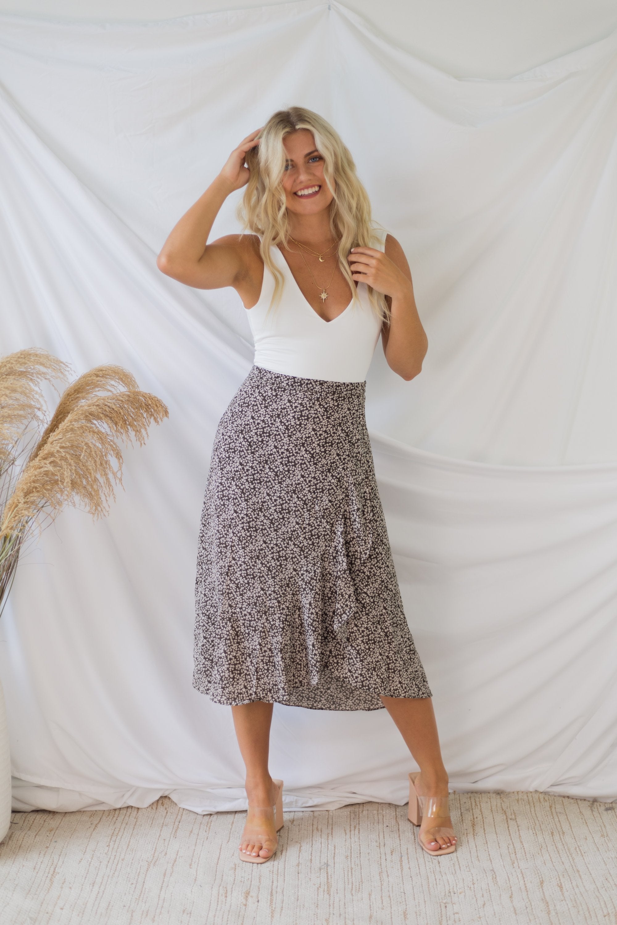 Chance To Romance Midi Skirt - Charcoal