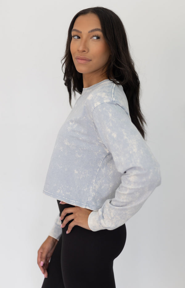 Committed To You Crop Top - Ash Blue