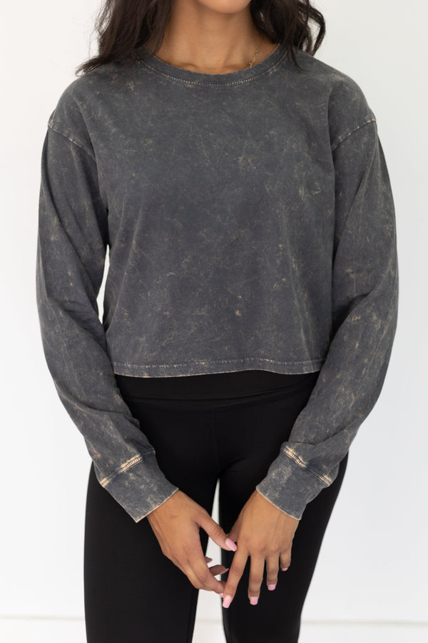 Committed To You Crop Top - Dusty Navy