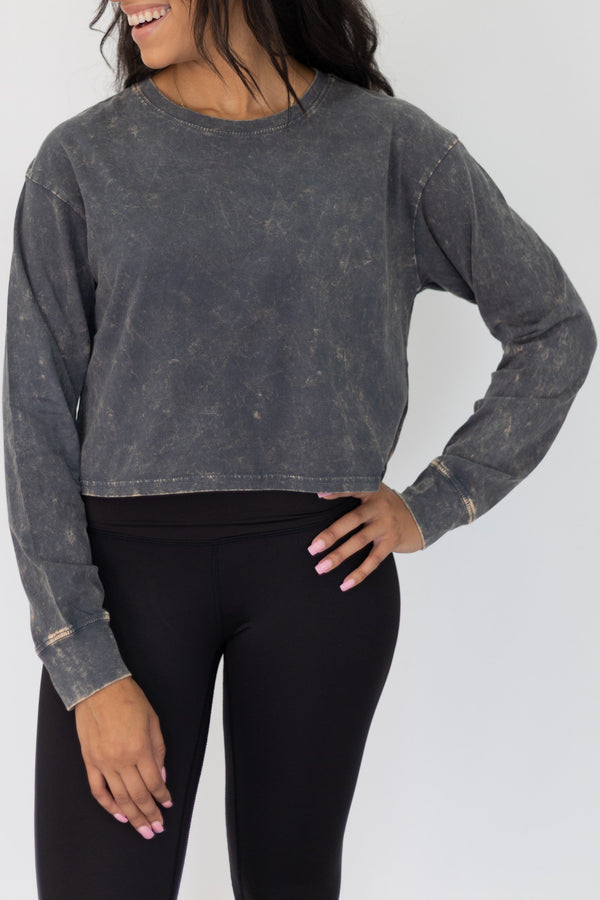 Committed To You Crop Top - Dusty Navy
