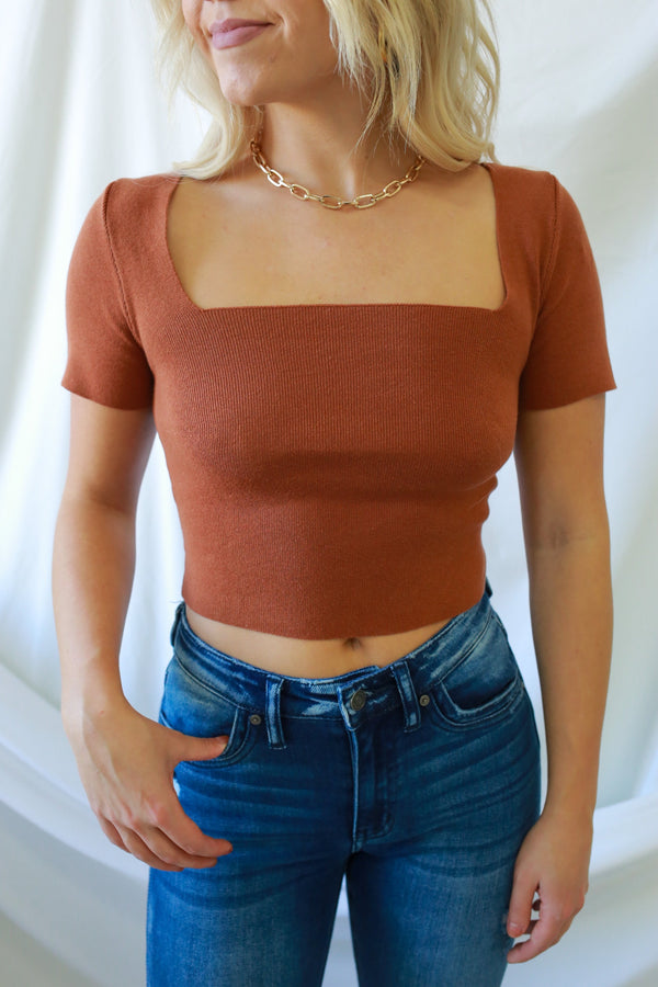 Elevated Simplicity Crop Top - Cognac