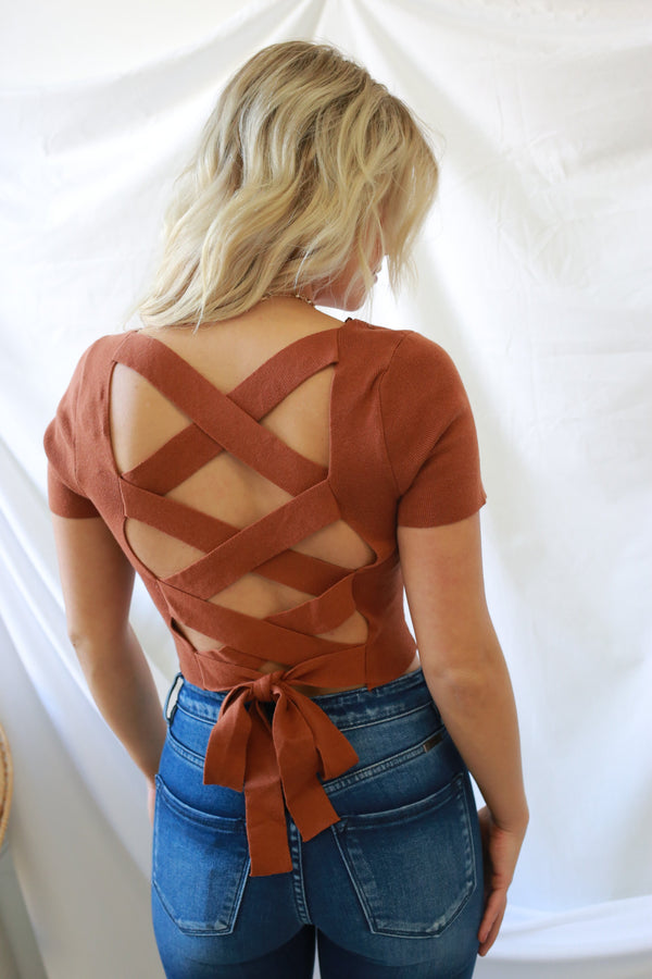 Elevated Simplicity Crop Top - Cognac