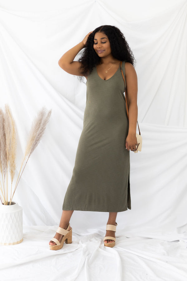 Favorite Idea Midi Dress - Olive