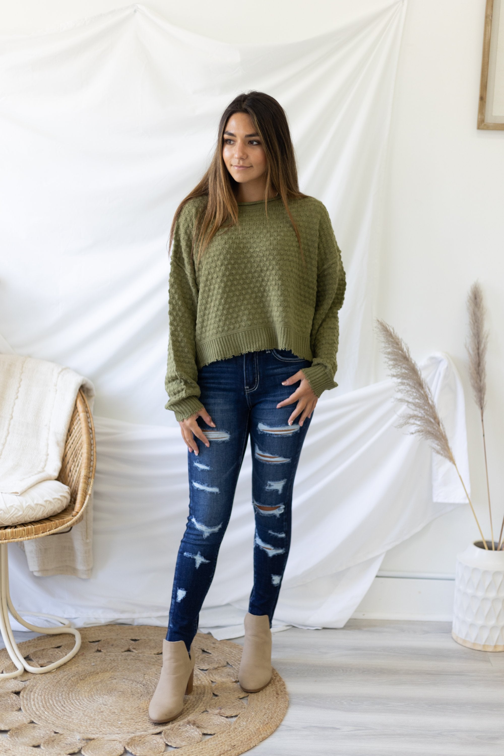 Fill Me In Sweater - Olive