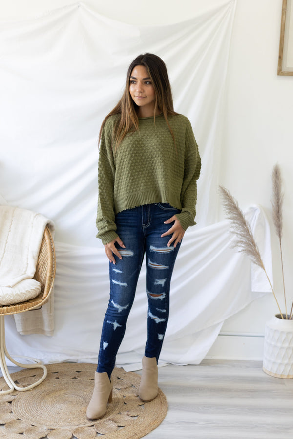 Fill Me In Sweater - Olive