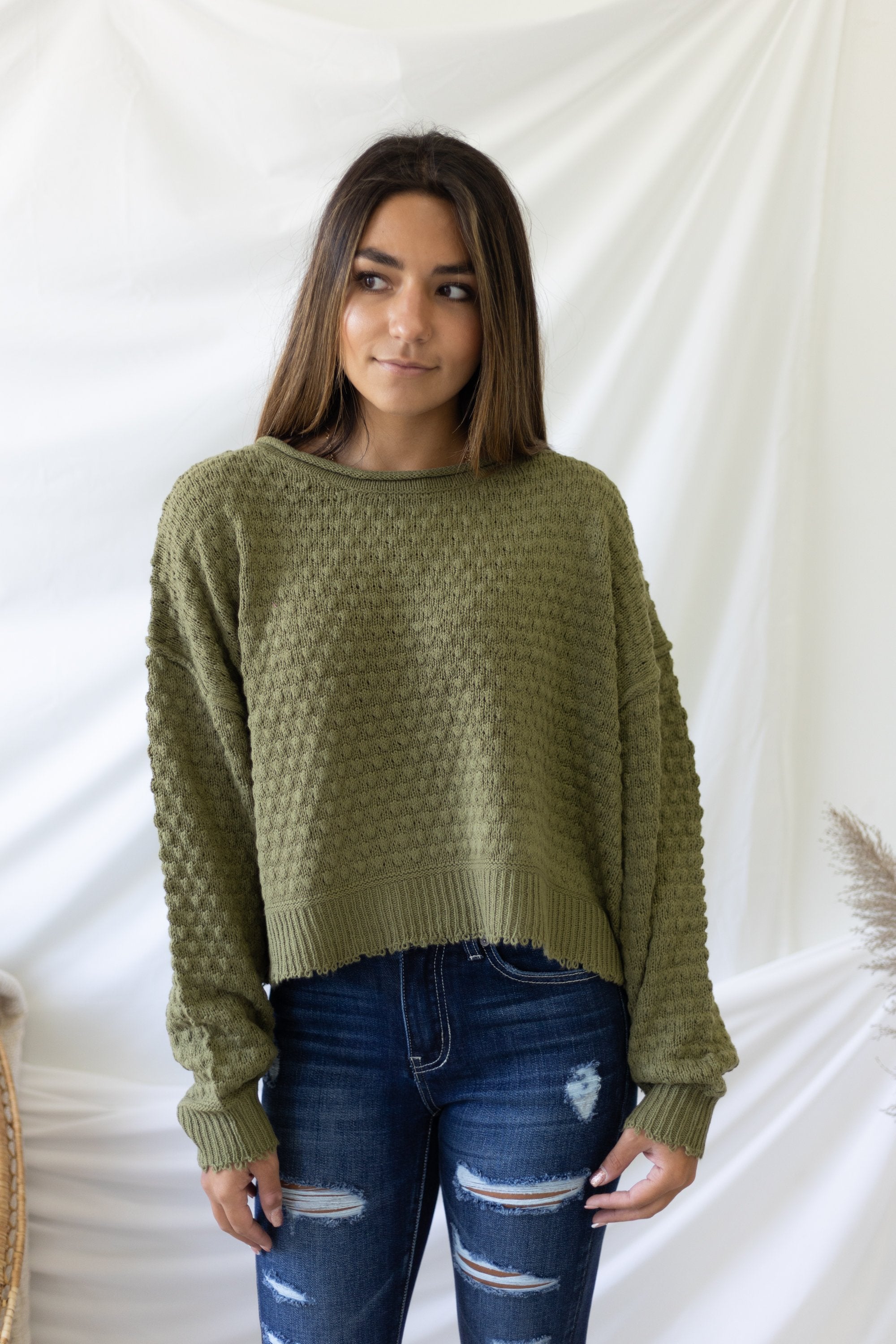 Fill Me In Sweater - Olive