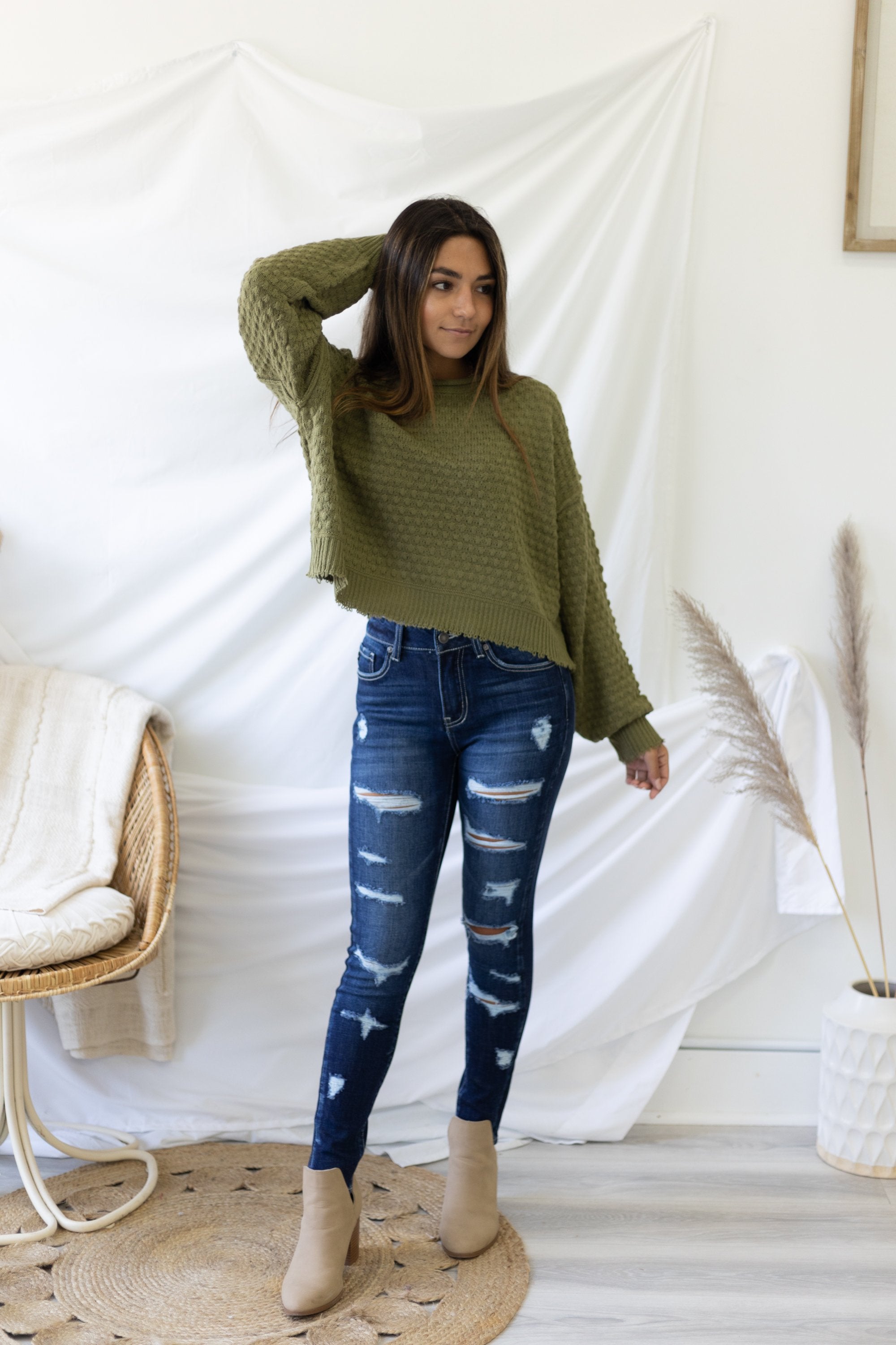 Fill Me In Sweater - Olive