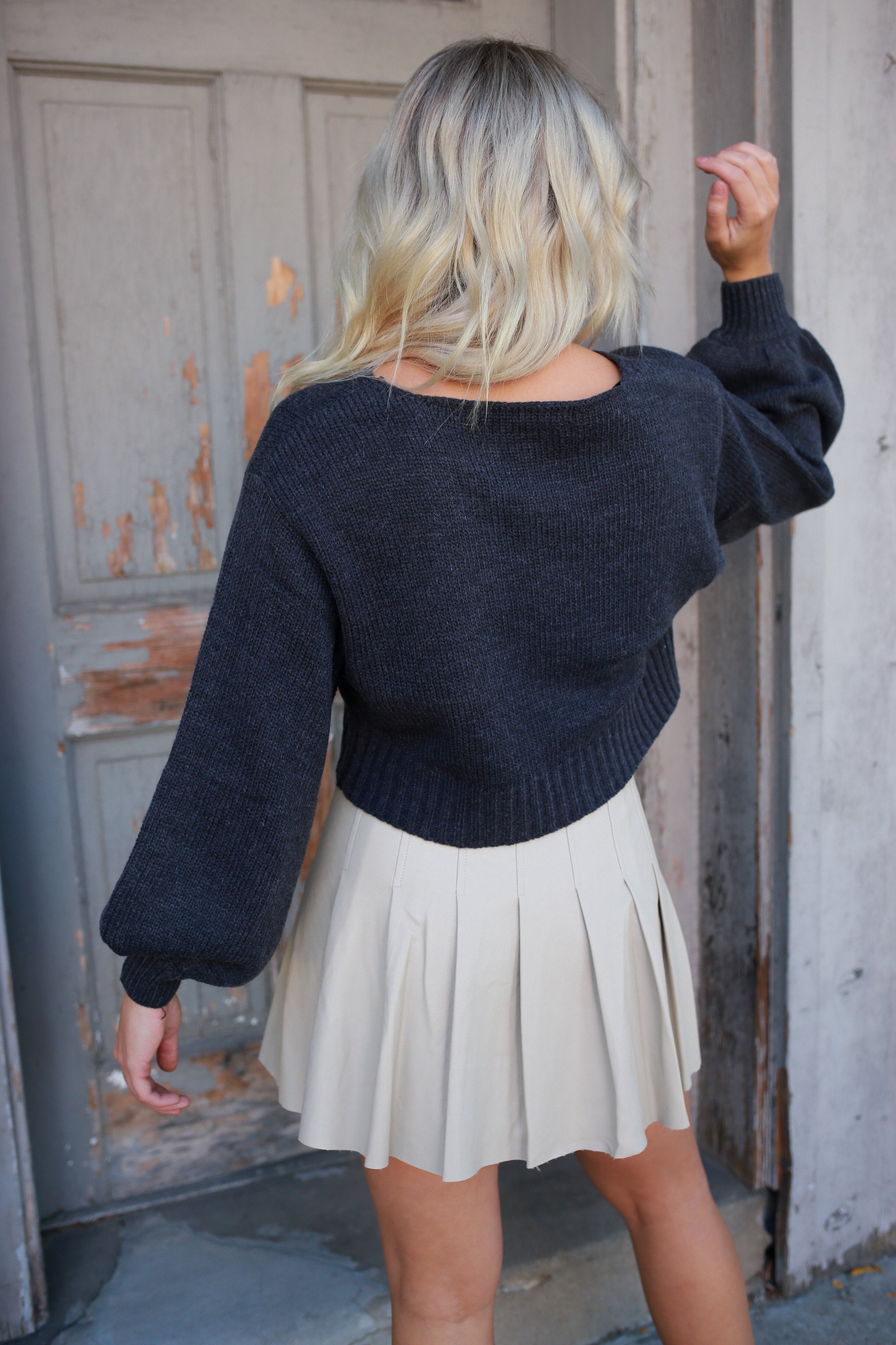 Good Idea Cropped Sweater - Charcoal