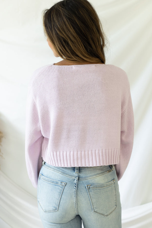 Good Idea Cropped Sweater - Lilac