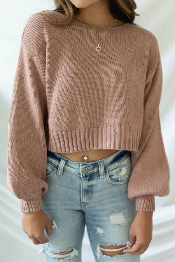 Good Idea Cropped Sweater - Mauve