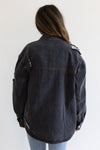 Here To Be Happy Denim Shacket - Black