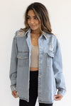 Here To Be Happy Denim Shacket - Light Wash