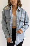 Here To Be Happy Denim Shacket - Light Wash