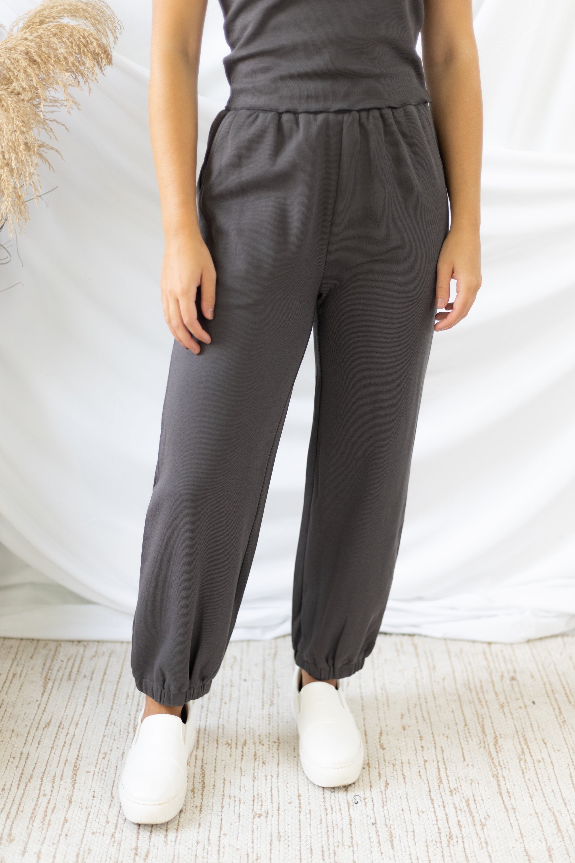 Leisurely Lifestyle Two-Piece Set - Charcoal