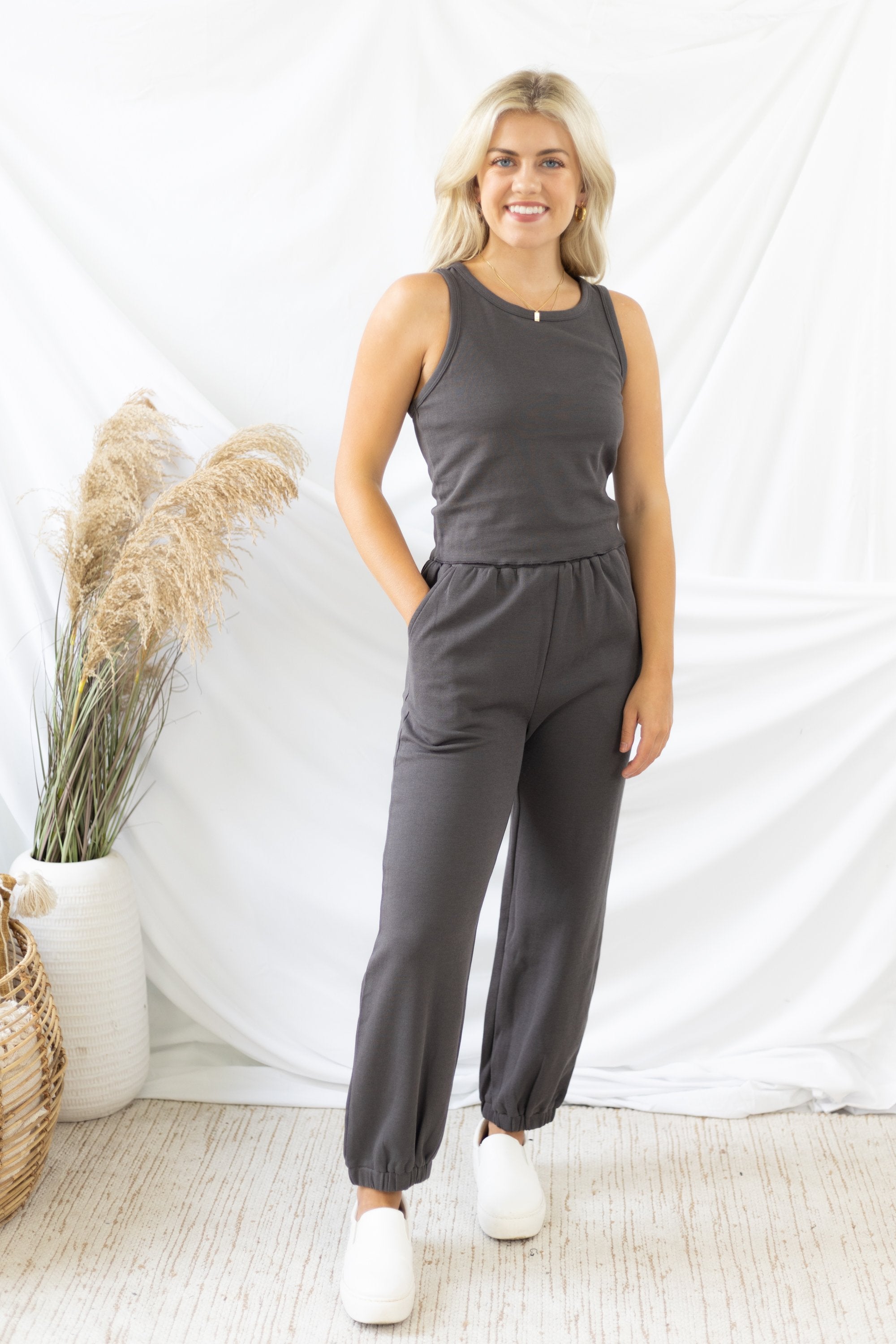 Leisurely Lifestyle Two-Piece Set - Charcoal