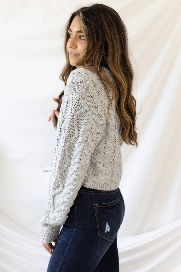 New Fascination Cropped Sweater - Grey