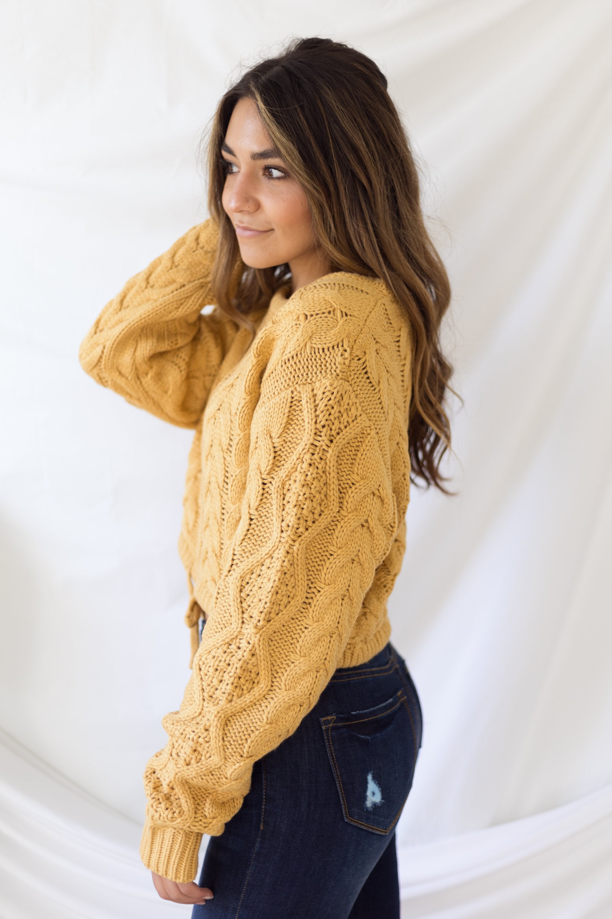 New Fascination Cropped Sweater - Mustard