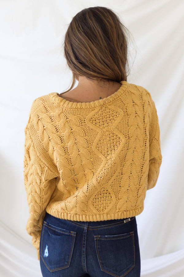 New Fascination Cropped Sweater - Mustard