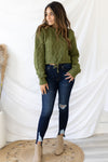 New Fascination Cropped Sweater - Olive