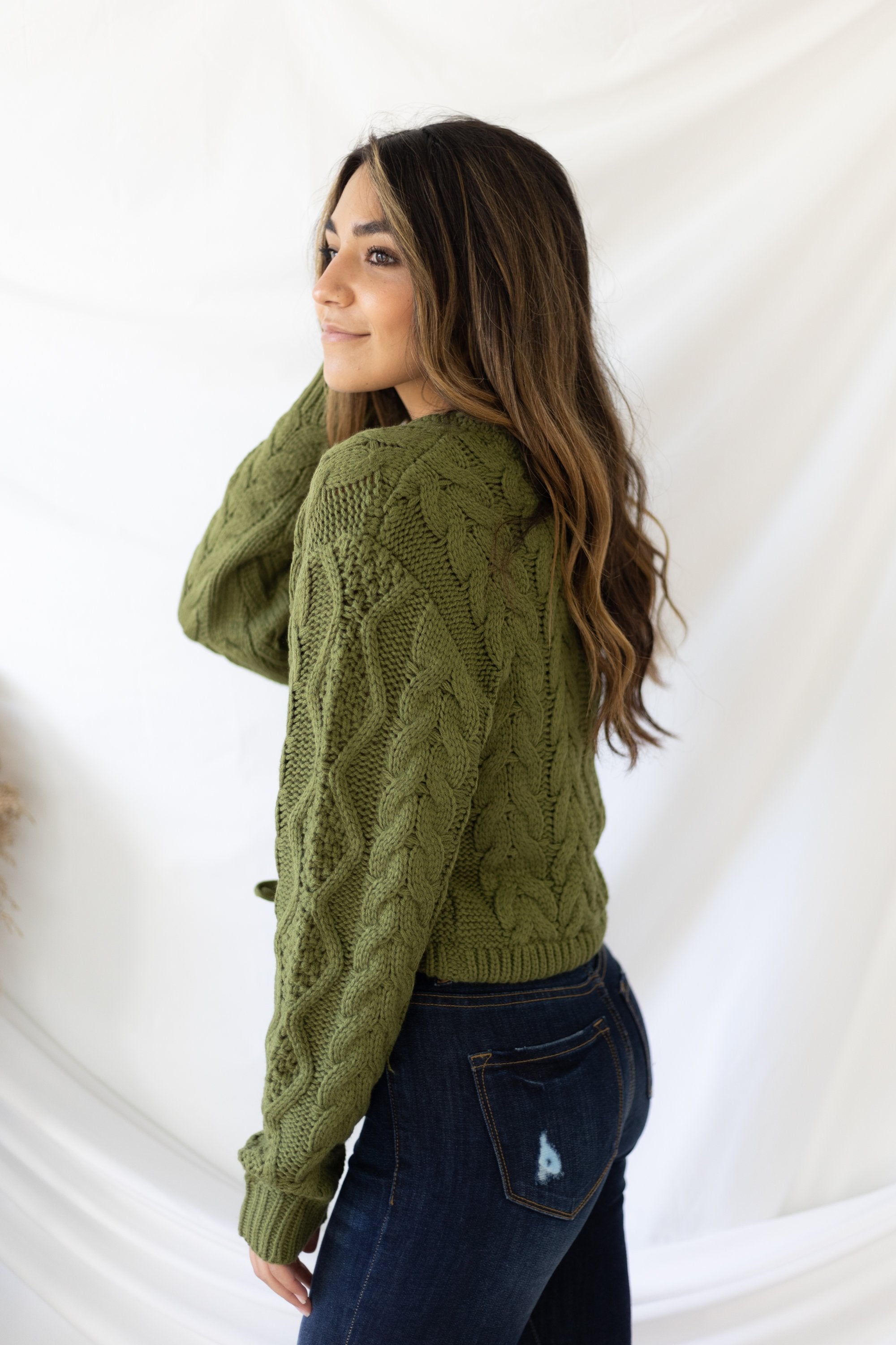 New Fascination Cropped Sweater - Olive