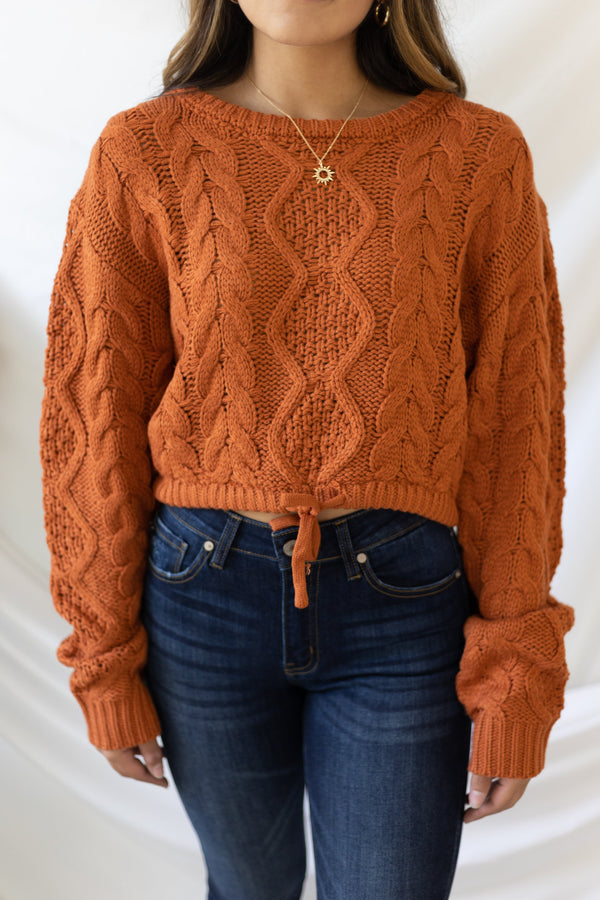 New Fascination Cropped Sweater - Pumpkin