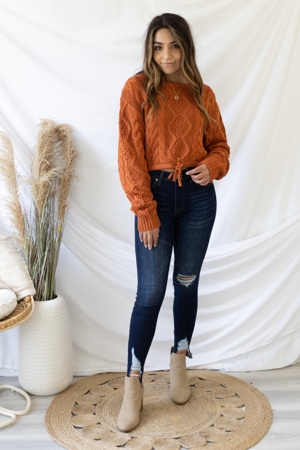 New Fascination Cropped Sweater - Pumpkin