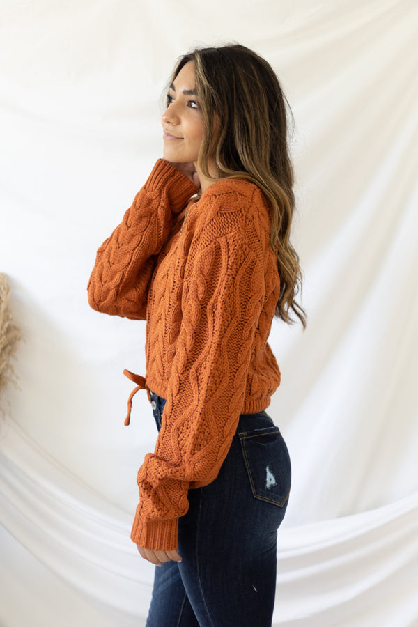 New Fascination Cropped Sweater - Pumpkin