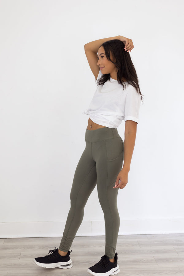 Pace Yourself Leggings - Olive
