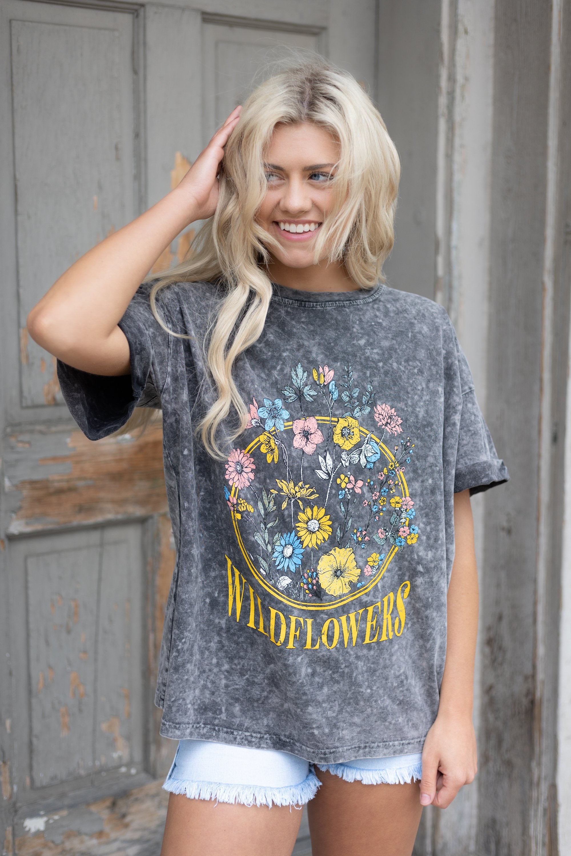 Wildflowers Graphic Tee - Charcoal